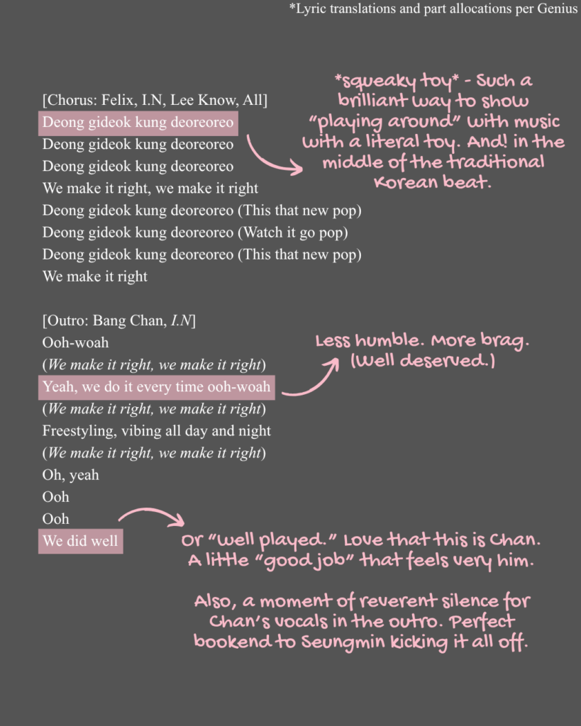 Chorus and outro of the English translation of "Divine" by Stray Kids.