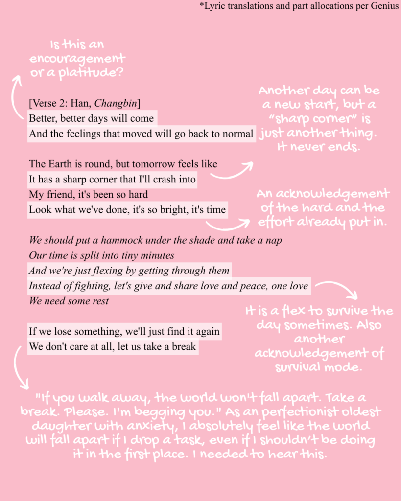 Verse 2 of the English translation of Holiday by Stray Kids.