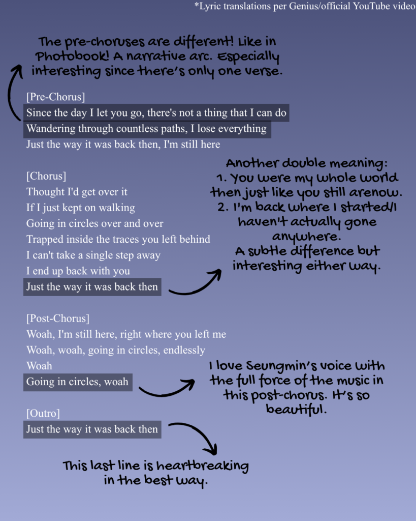 English translation of the verse, prechorus, and chorus lyrics of "Still Here" by Stray Kids' Seungmin.